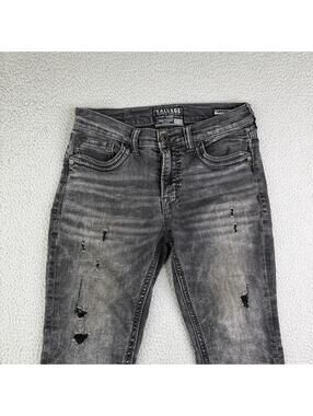 Buckle Salvage Supply Denim Black Jeans Distressed Havoc Straight Slim Fit 33x32